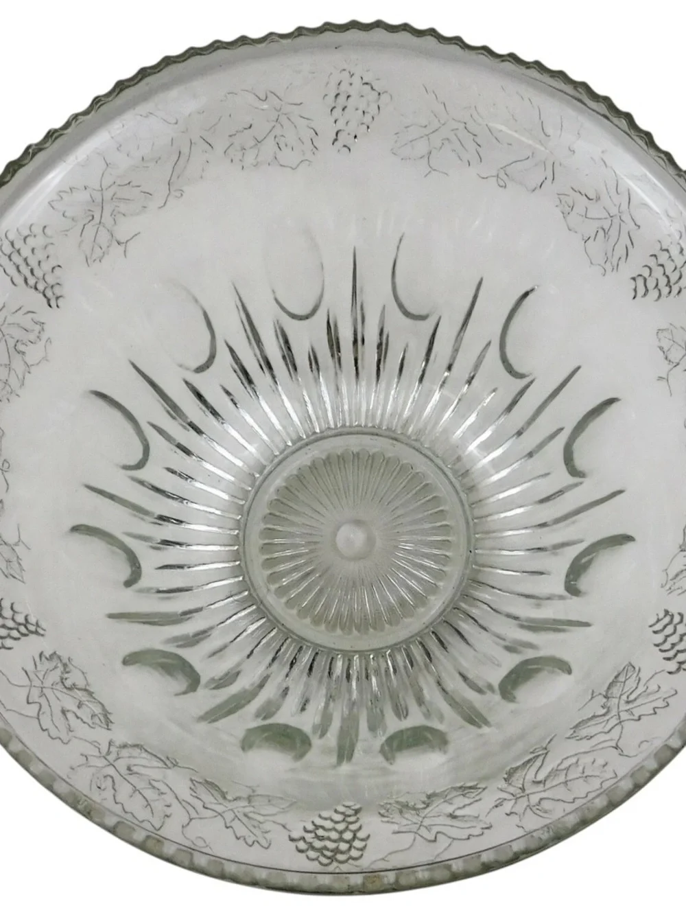 Indiana Glass Clear Pressed Glass Bowl with Grape Motif